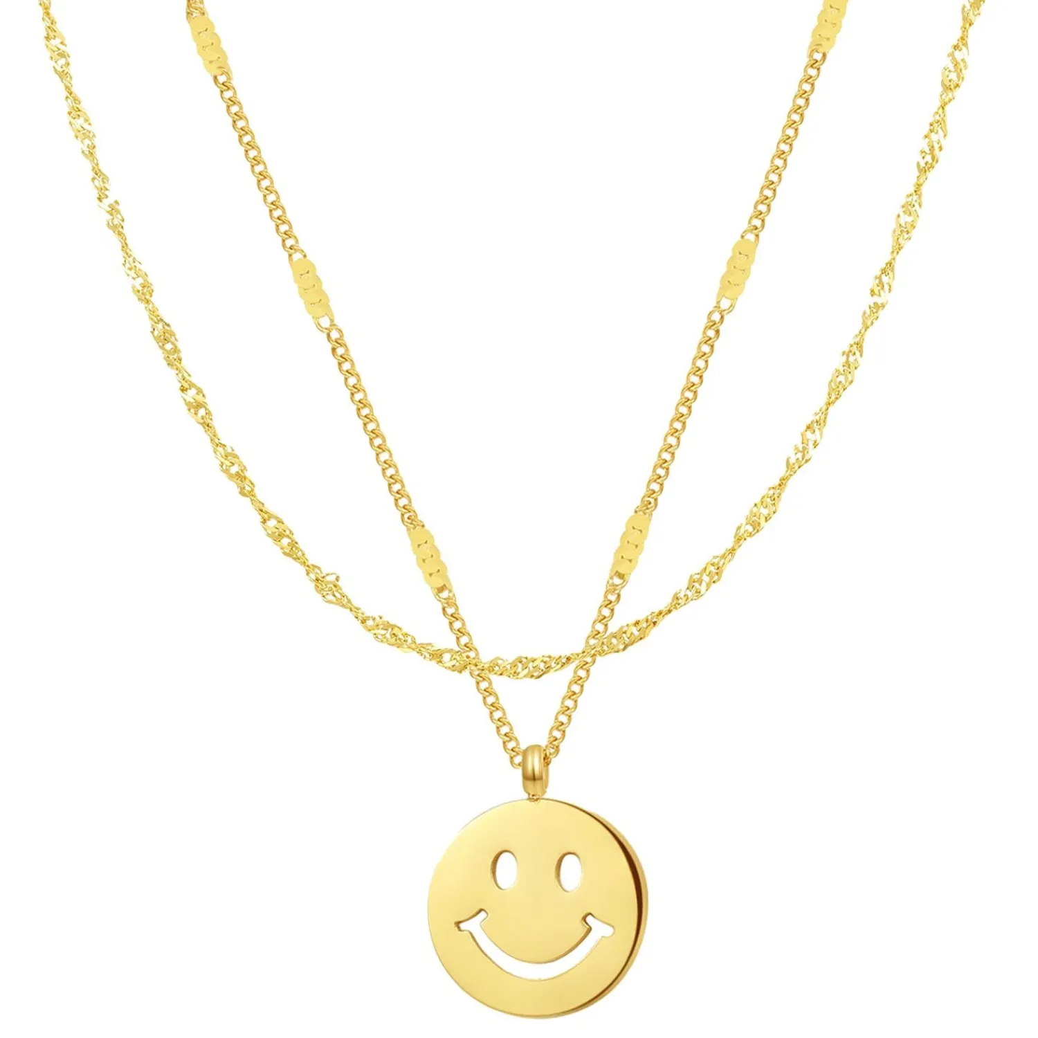 Necklace Sets | Hey Happiness Smiley Gesicht Layering Ketten Set