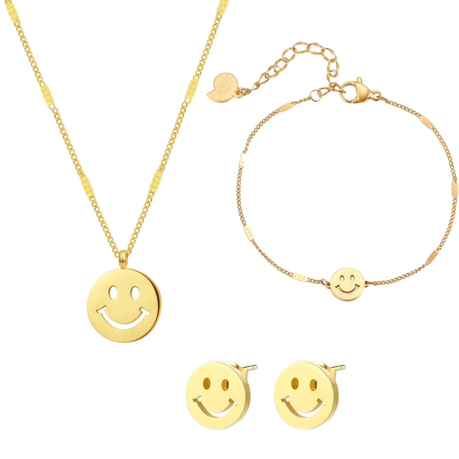 Necklace Sets | Hey Happiness Smiley Schmuckset in Gold