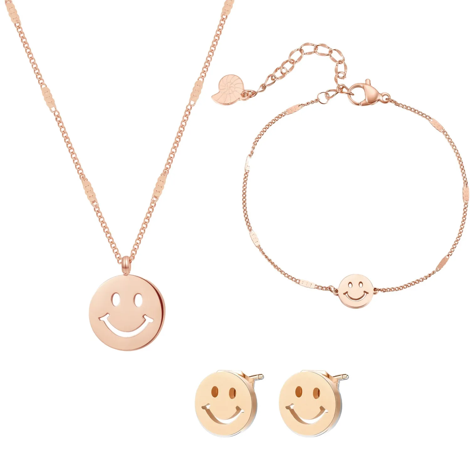 Necklace Sets | Hey Happiness Smiley Schmuckset in Rosegold Rose Gold