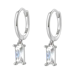 Huggie Ohrringe | Hey Happiness Sterlingsilber Huggie Ohrringe mit Steinen in Baguette-Form Silver