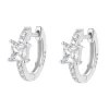 Huggie Ohrringe | Hey Happiness Sterlingsilber Huggie Ohrringe mit Quadratischen Steinen Silver