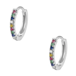 Huggie Ohrringe | Hey Happiness Sterlingsilber Huggies mit Bunten Strasssteinen Silver