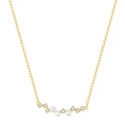 Perlenketten | Filigrane Ketten | Hey Happiness Sterlingsilber Kette mit Perlen und Zirkonia