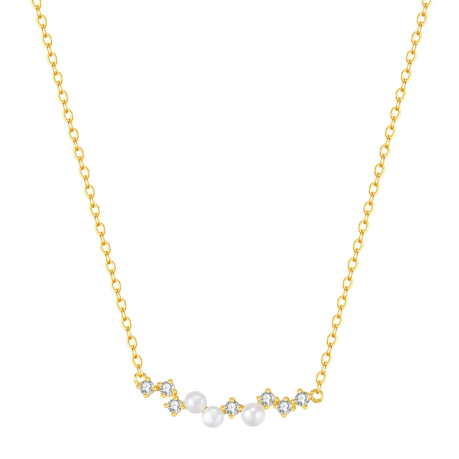 Perlenketten | Filigrane Ketten | Hey Happiness Sterlingsilber Kette mit Perlen und Zirkonia