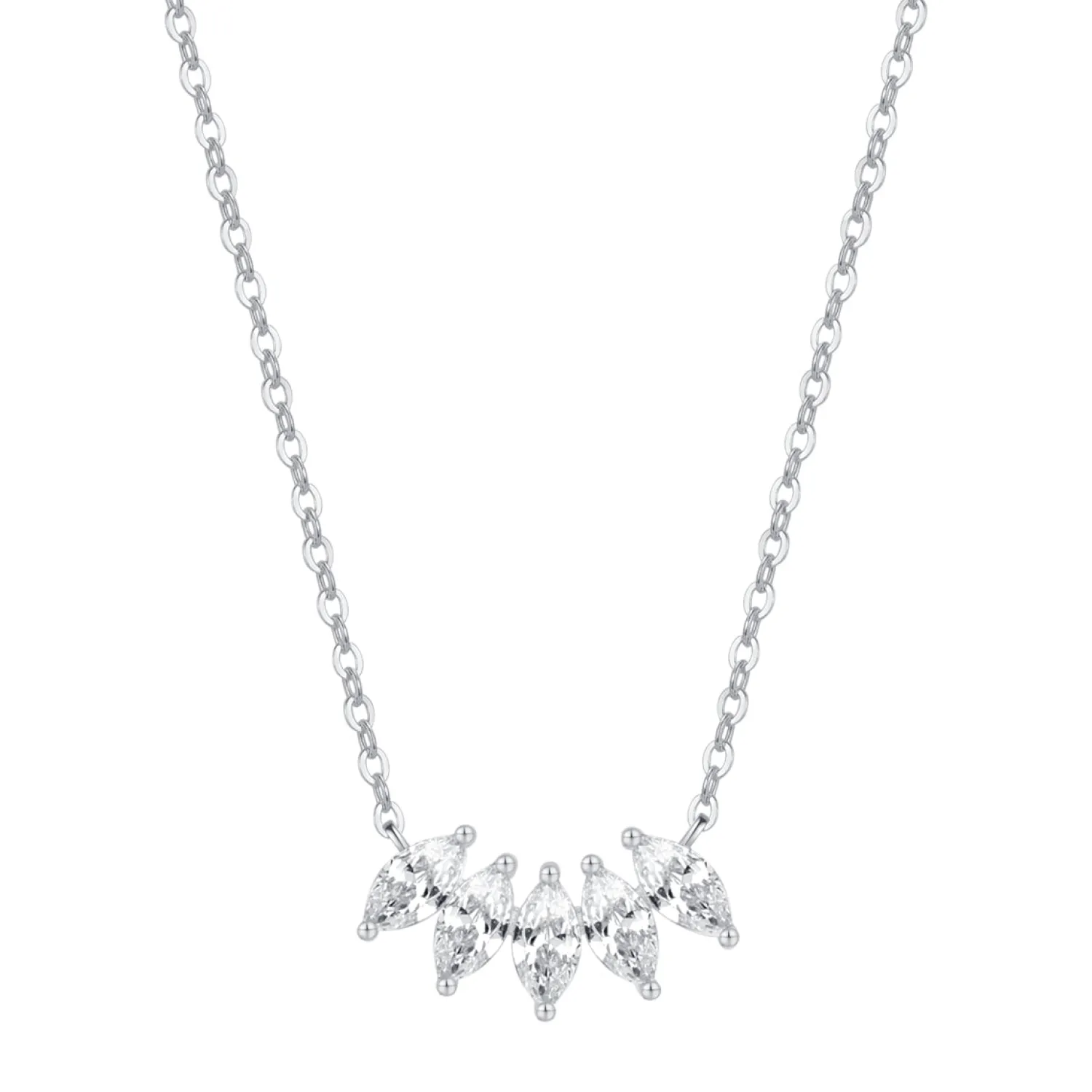 Filigrane Ketten | Hey Happiness Sterlingsilber Kette Zirkonia Blüte Silver