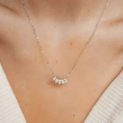 Filigrane Ketten | Hey Happiness Sterlingsilber Kette Zirkonia Blüte Silver