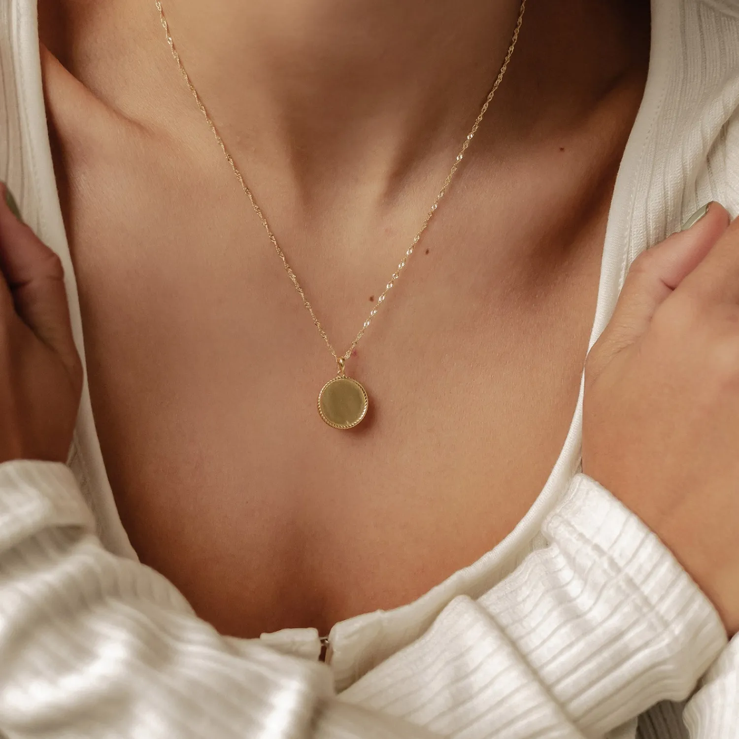 Anhänger | Filigrane Ketten | Hey Happiness Sterlingsilber Seilkette mit Rund Anhänger
