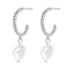 Perlenohrringe | Creolen | Hey Happiness Sterlingsilber Verdrehte Creolen mit Anhänger Perle Silver