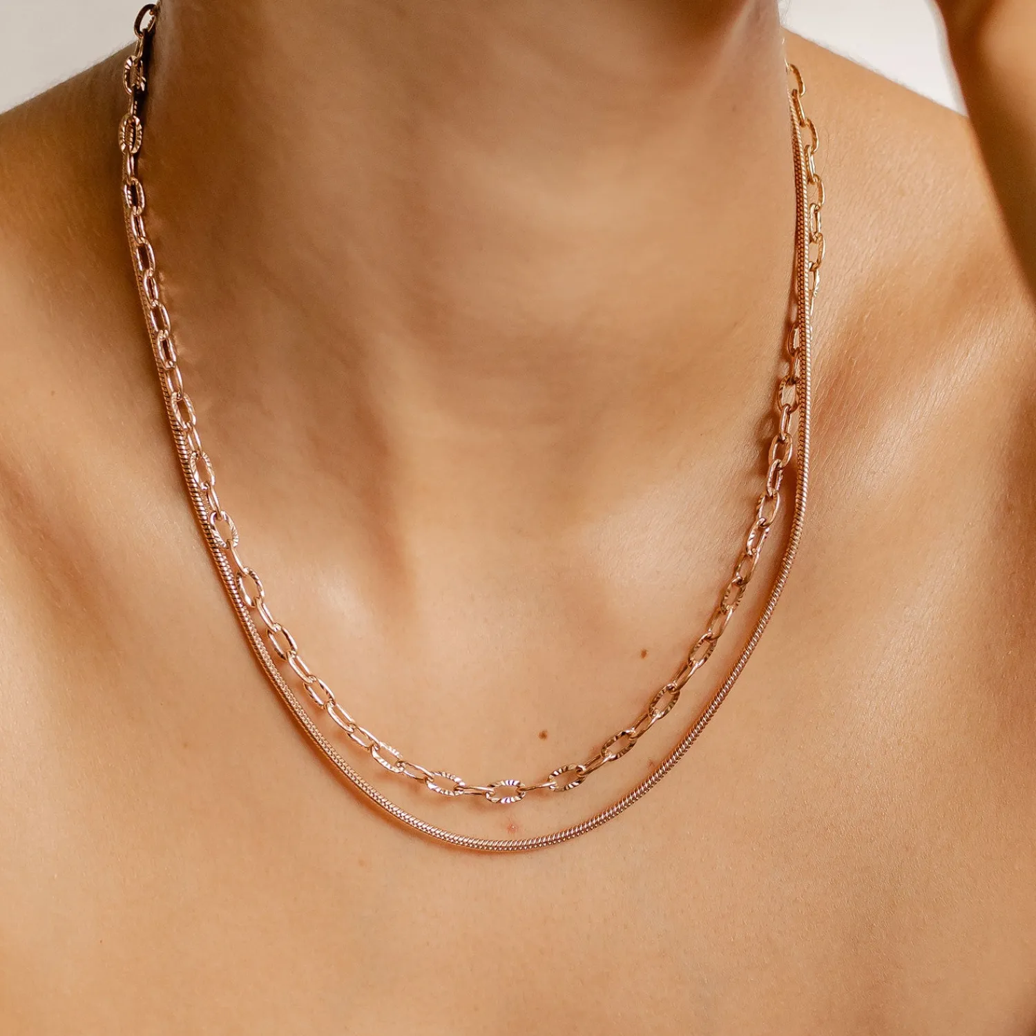 Filigrane Ketten | Hey Happiness Strukturierte Gliederkette in Rosegold Rose Gold