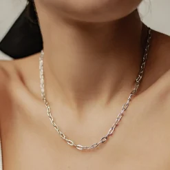 Filigrane Ketten | Hey Happiness Strukturierte Gliederkette in Silber Silver