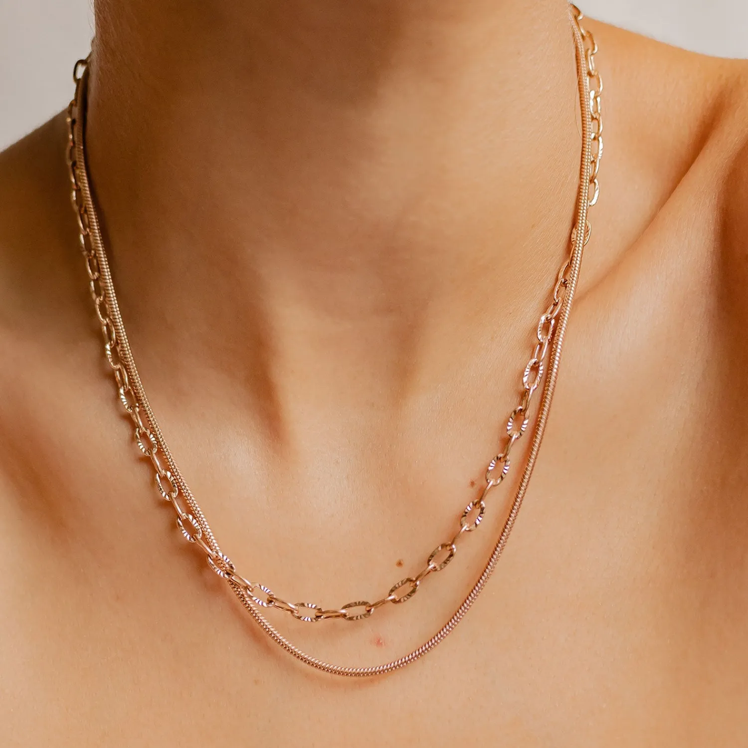 Filigrane Ketten | Hey Happiness Strukturierte Gliederkette in Rosegold Rose Gold