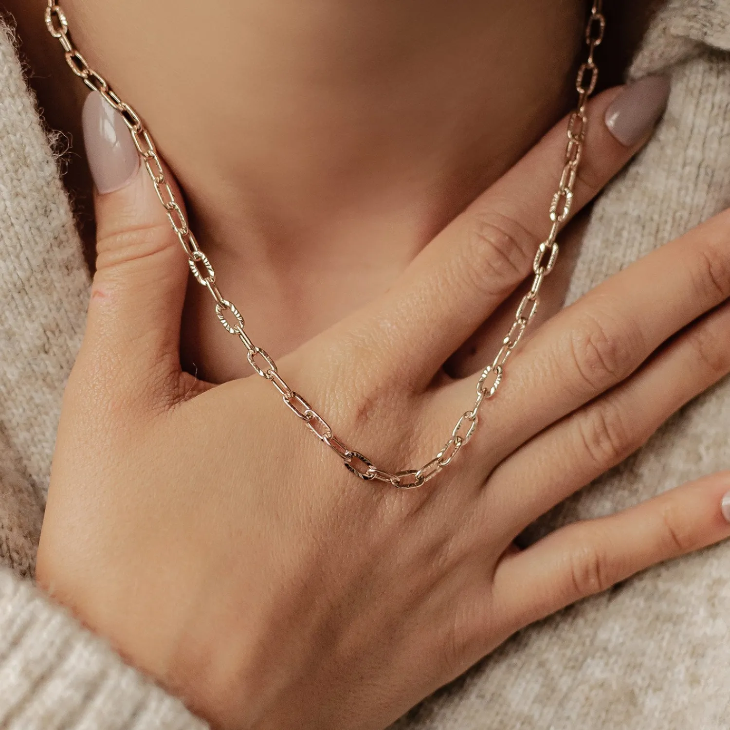Filigrane Ketten | Hey Happiness Strukturierte Gliederkette in Rosegold Rose Gold