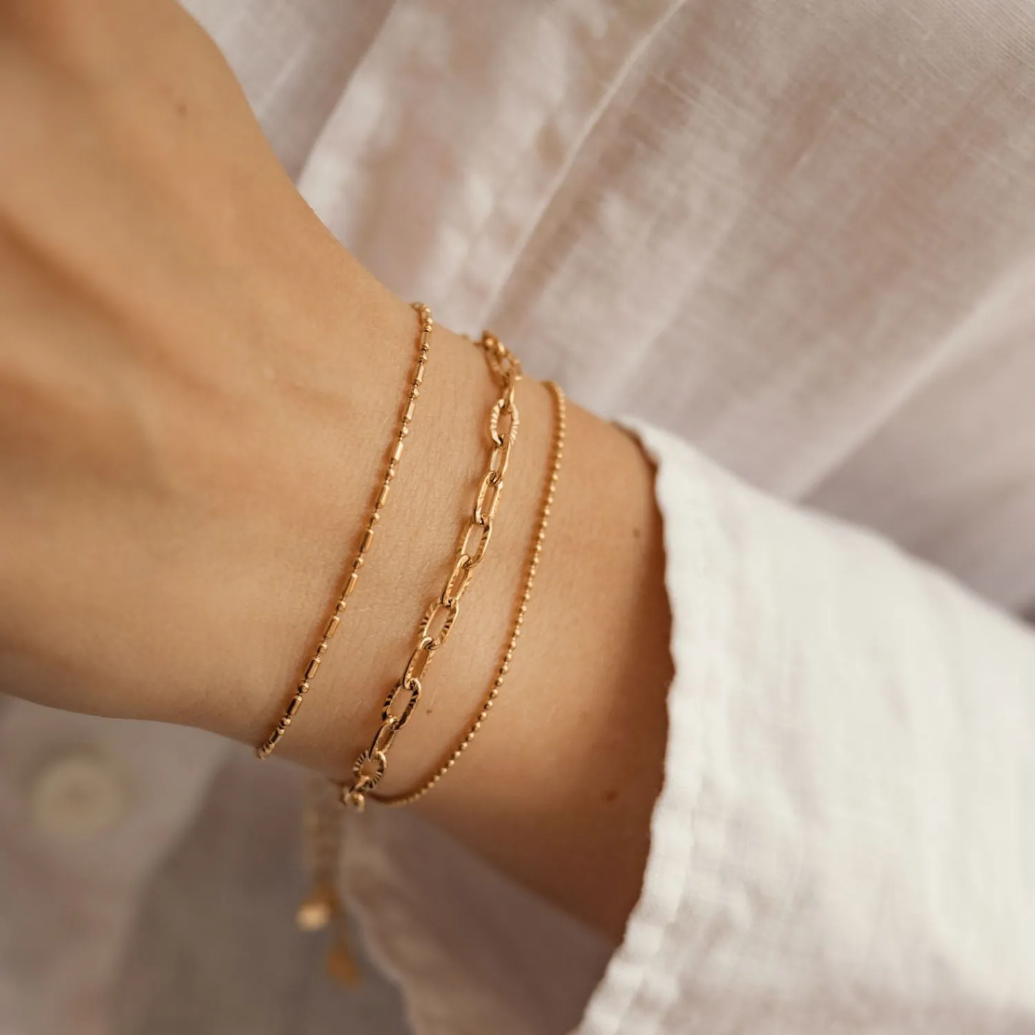 Ketten Armbänder | Hey Happiness Strukturiertes Armband in Gliederkette-Design in Gold