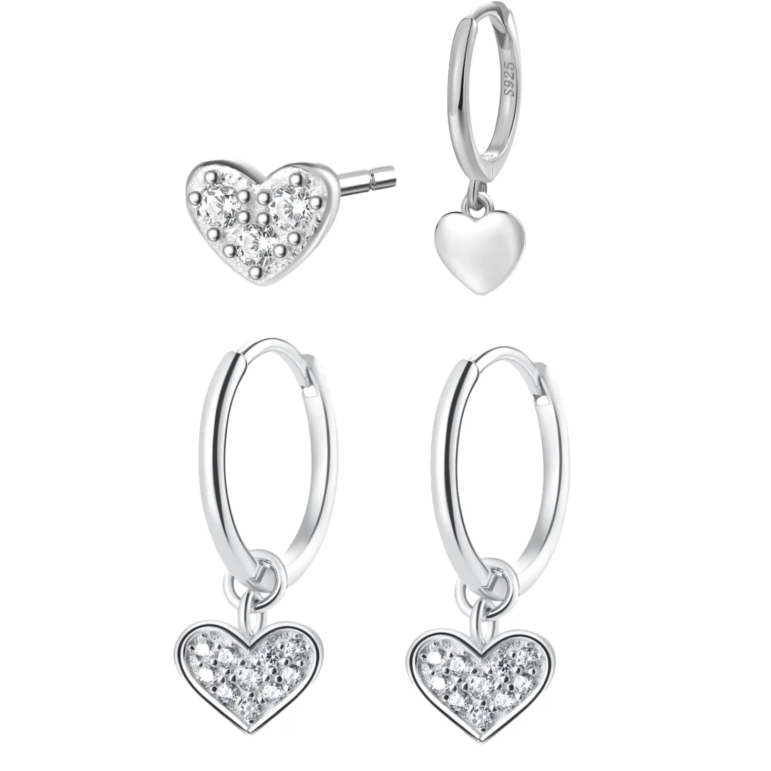 Earring Stack Sets | Ohrstecker | Hey Happiness Sweetheart Sterlingsilber Ohrringe Set Silver