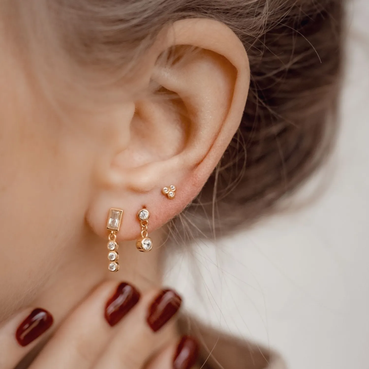 Ohrstecker | Hey Happiness Triad Zirkonia Baguette Ohrstecker Sterlingsilber