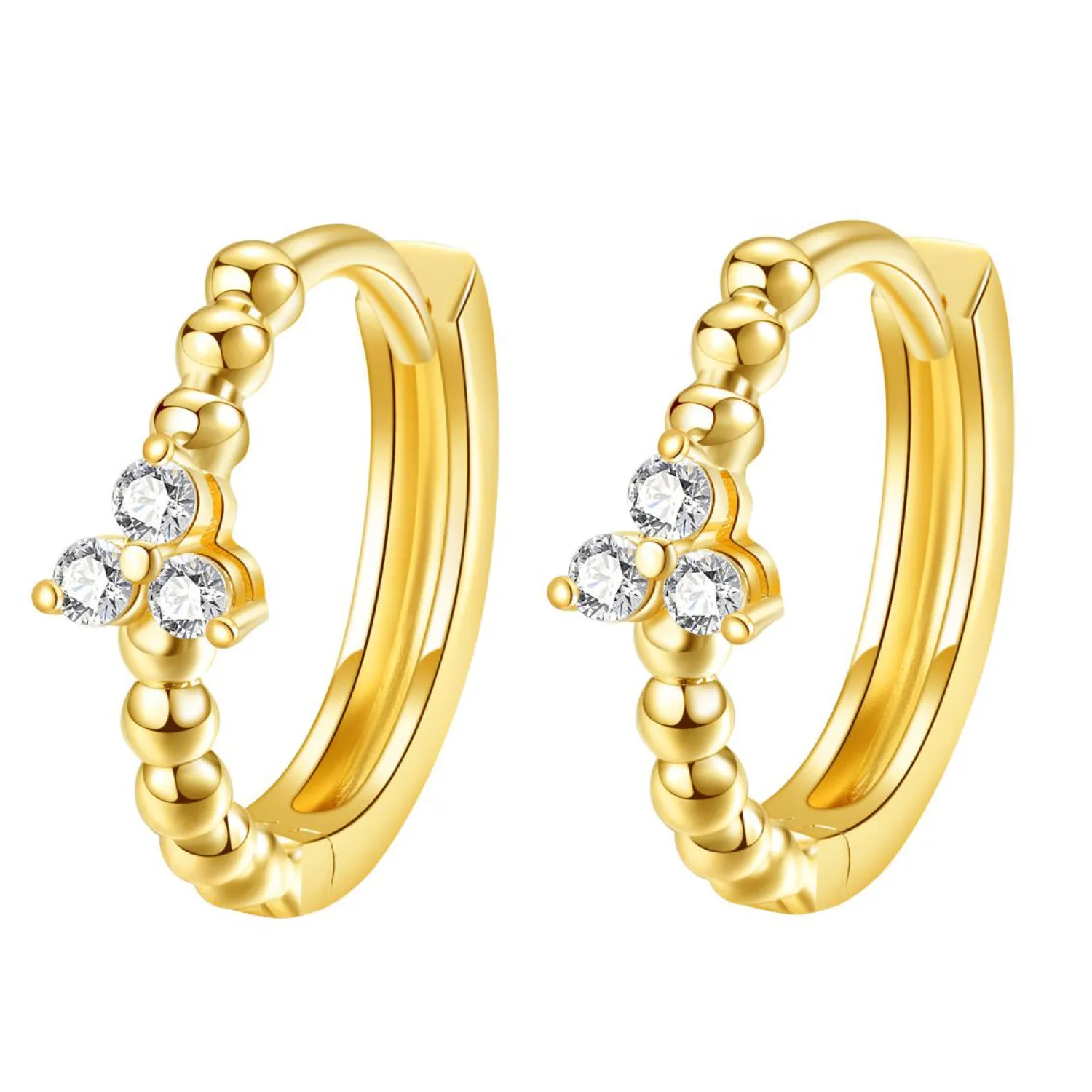 Huggie Ohrringe | Hey Happiness Trinität Huggie Creolen Ohrringe 14K Gold