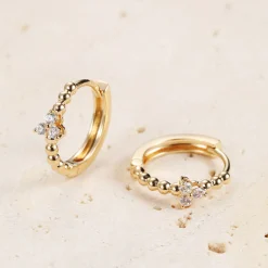 Huggie Ohrringe | Hey Happiness Trinität Huggie Creolen Ohrringe 14K Gold