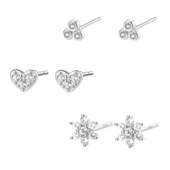 Earring Stack Sets | Hey Happiness Trio Ohrstecker Set Sterlingsilber