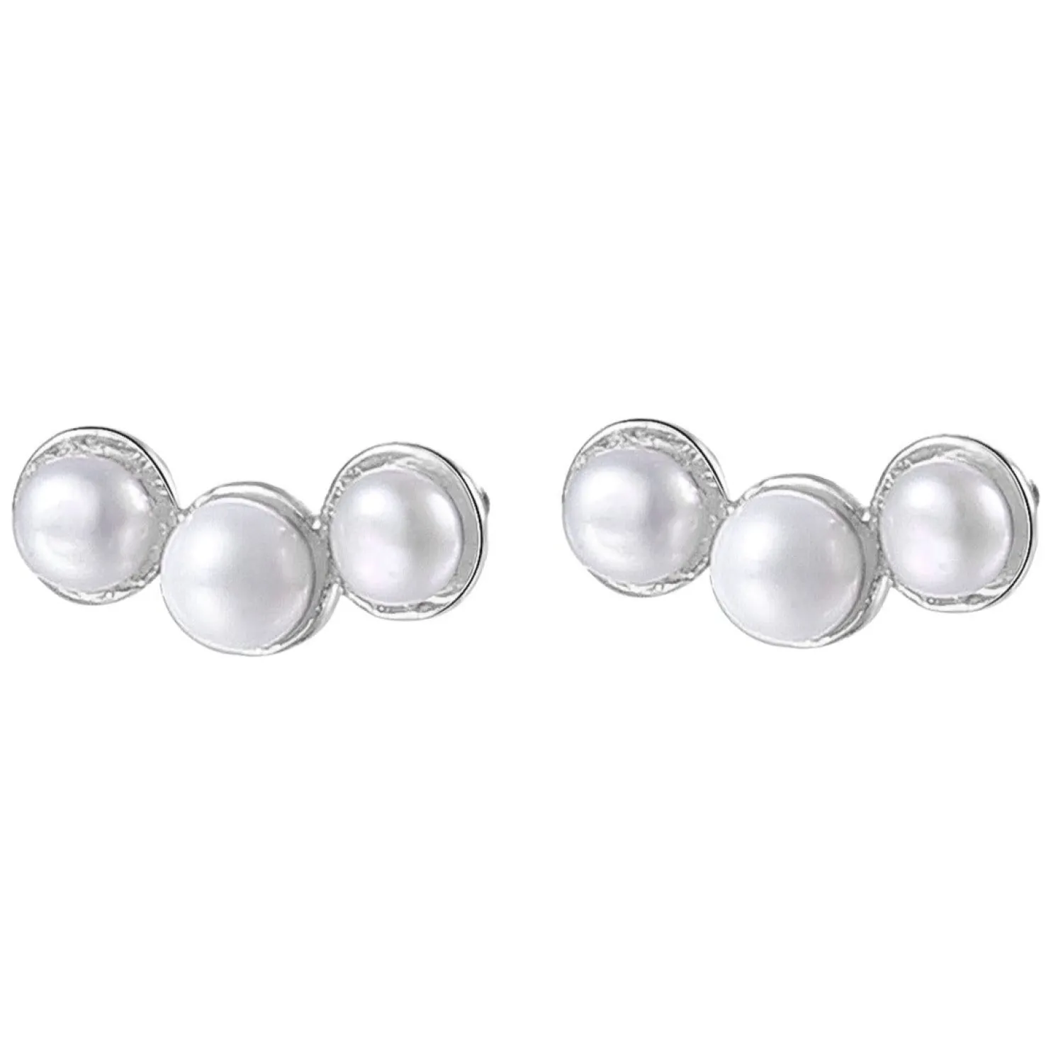 Ohrstecker | Perlenohrringe | Hey Happiness Trio Perlen Ohrstecker aus Sterlingsilber Silver