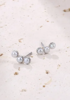 Ohrstecker | Perlenohrringe | Hey Happiness Trio Perlen Ohrstecker aus Sterlingsilber Silver