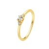 Schlichte Ringe | Hey Happiness Trio Steine Schmaler Ring Sterlingsilber in Gold