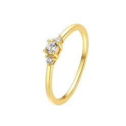 Schlichte Ringe | Hey Happiness Trio Steine Schmaler Ring Sterlingsilber in Gold