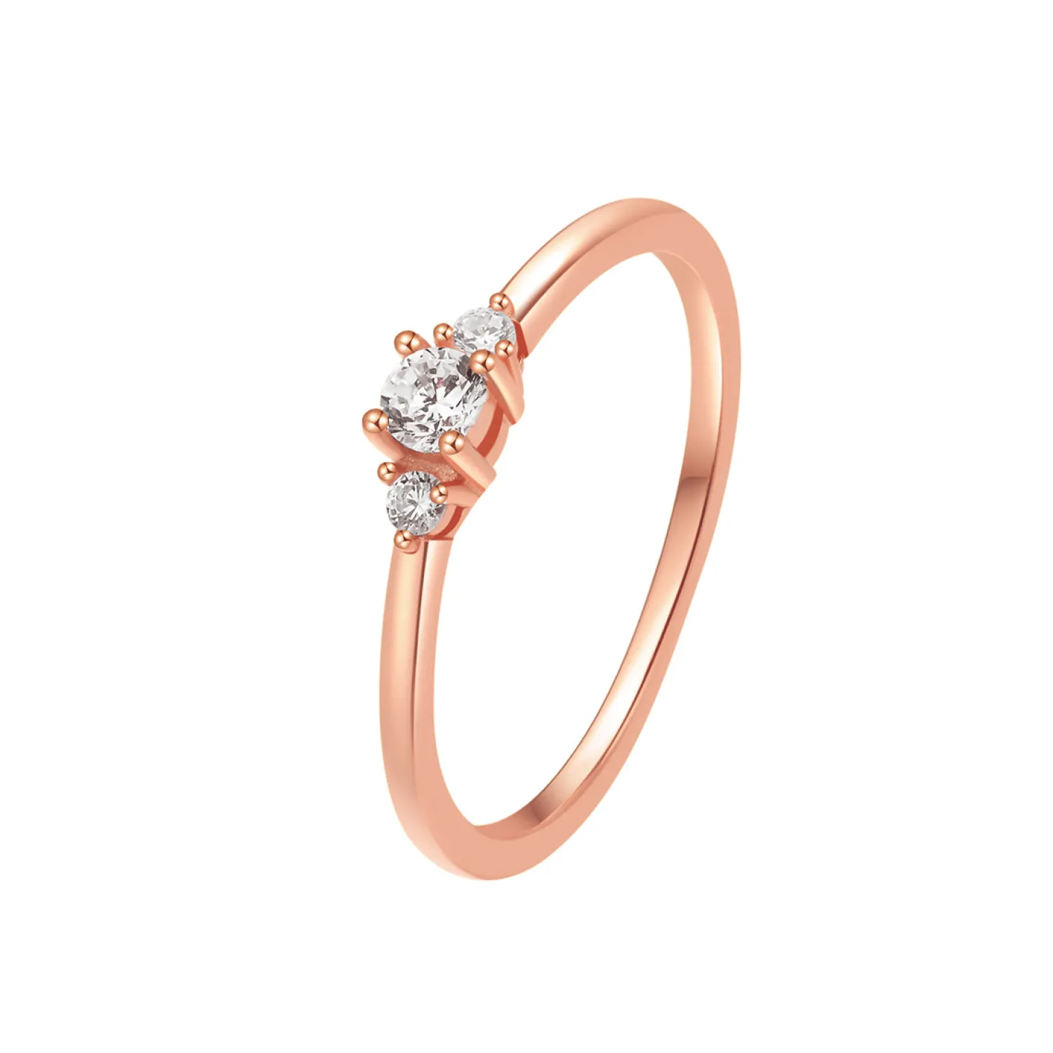 Schlichte Ringe | Hey Happiness Trio Steine Schmaler Ring Sterlingsilber in Gold