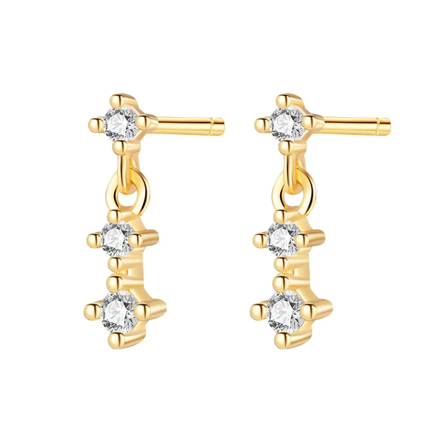 Ohrstecker | Hey Happiness Trio Tropfen-Ohrstecker aus Sterlingsilber in Gold