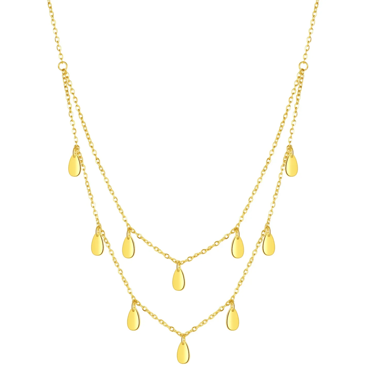 Filigrane Ketten | Hey Happiness Tropfen Charm Layered Halskette Wasserfest