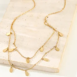 Filigrane Ketten | Hey Happiness Tropfen Charm Layered Halskette Wasserfest