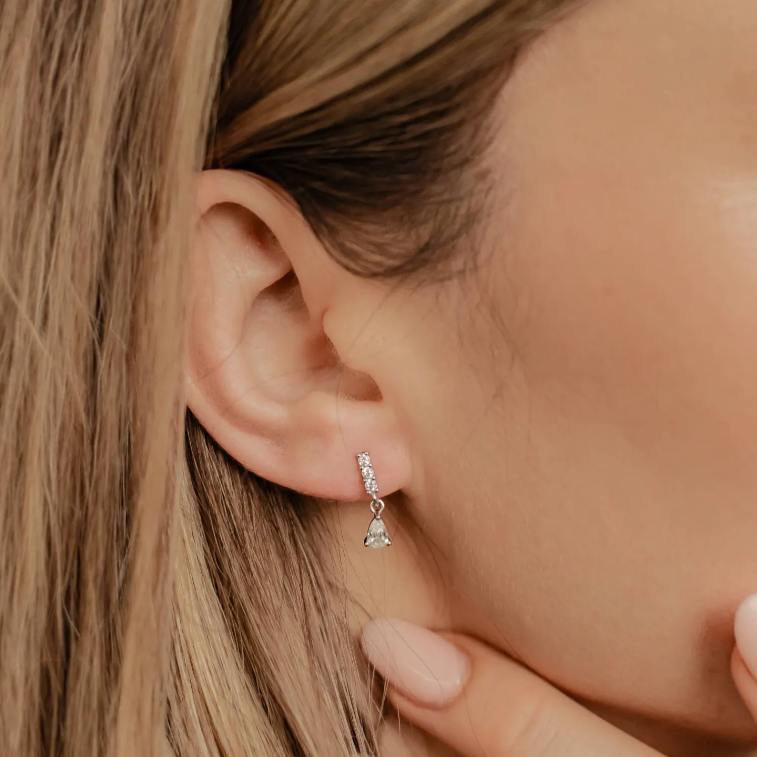Ohrstecker | Hey Happiness Tropfen Zirkonia Stab Ohrringe Sterlingsilber
