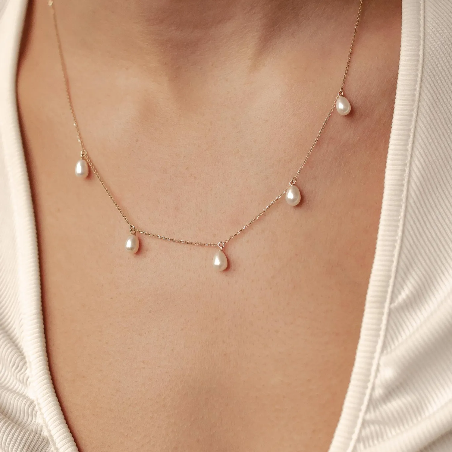 Filigrane Ketten | Hey Happiness Unersetzliche Perle Kette aus 585 Gold