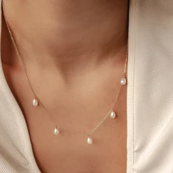 Filigrane Ketten | Hey Happiness Unersetzliche Perle Kette aus 585 Gold