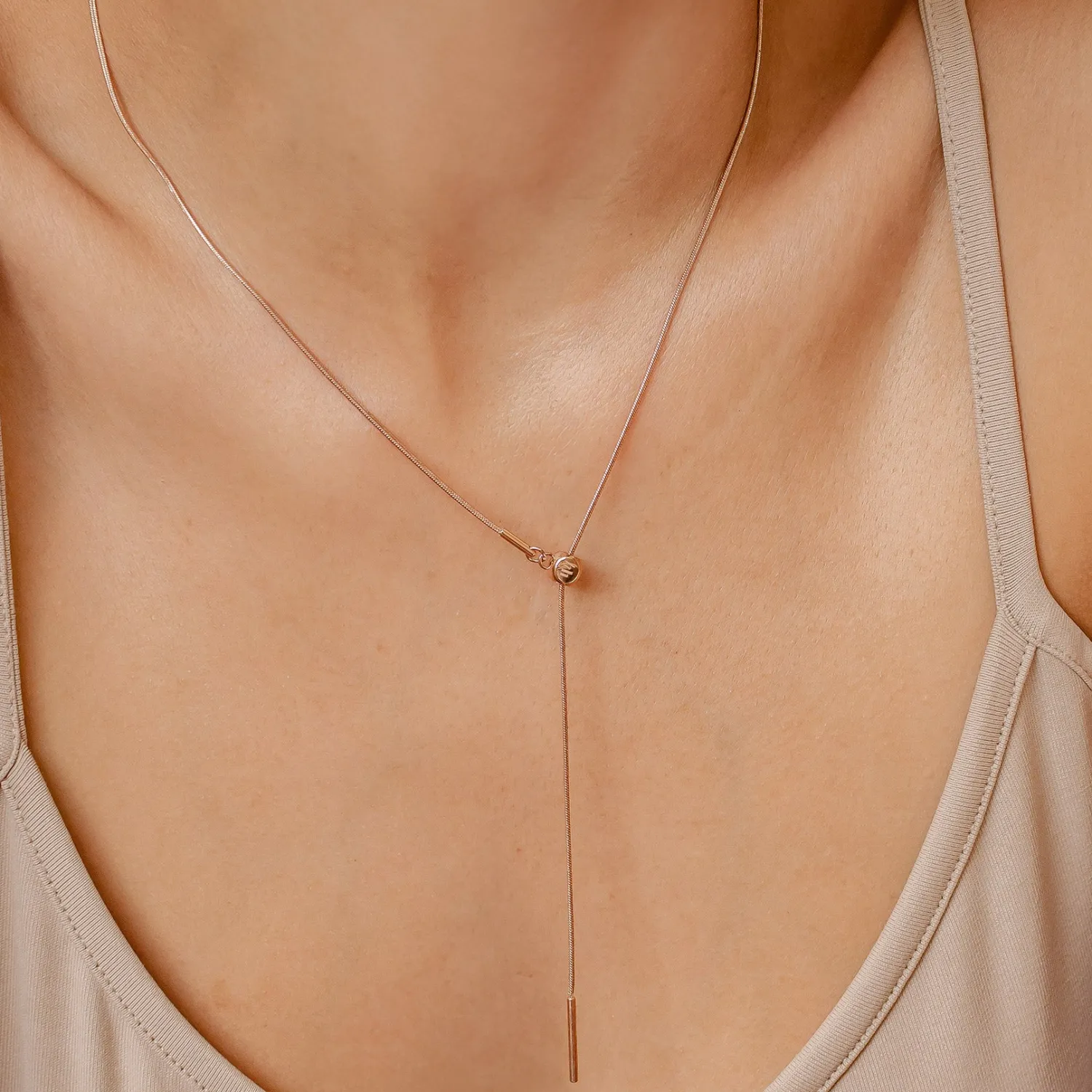 Lariat Necklaces | Filigrane Ketten | Hey Happiness Unisex Runde Schlangenkette Gold