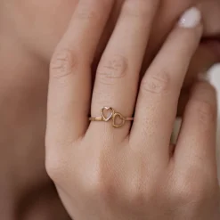 Schlichte Ringe | Hey Happiness Verbundene Herzen Ring aus Edelstahl