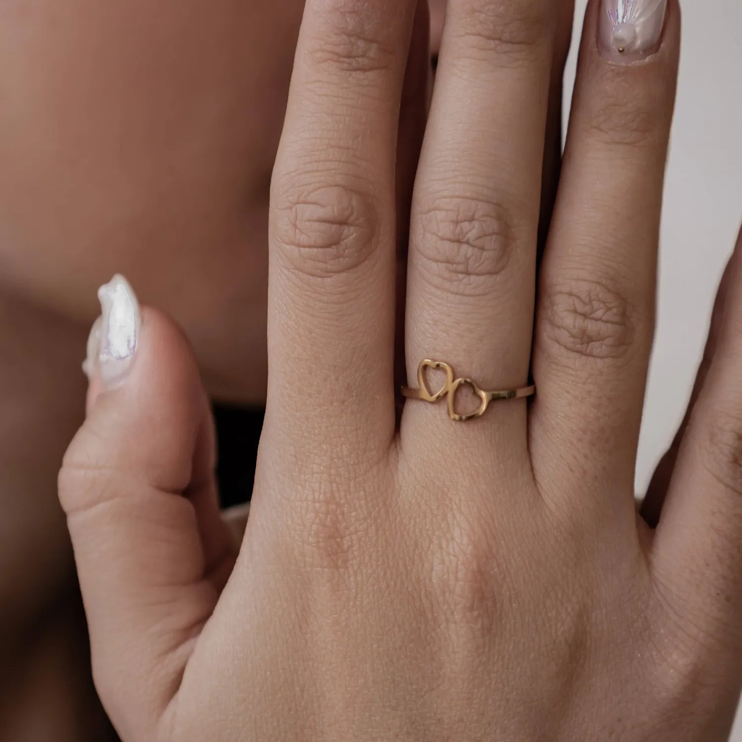 Schlichte Ringe | Hey Happiness Verbundene Herzen Ring aus Edelstahl