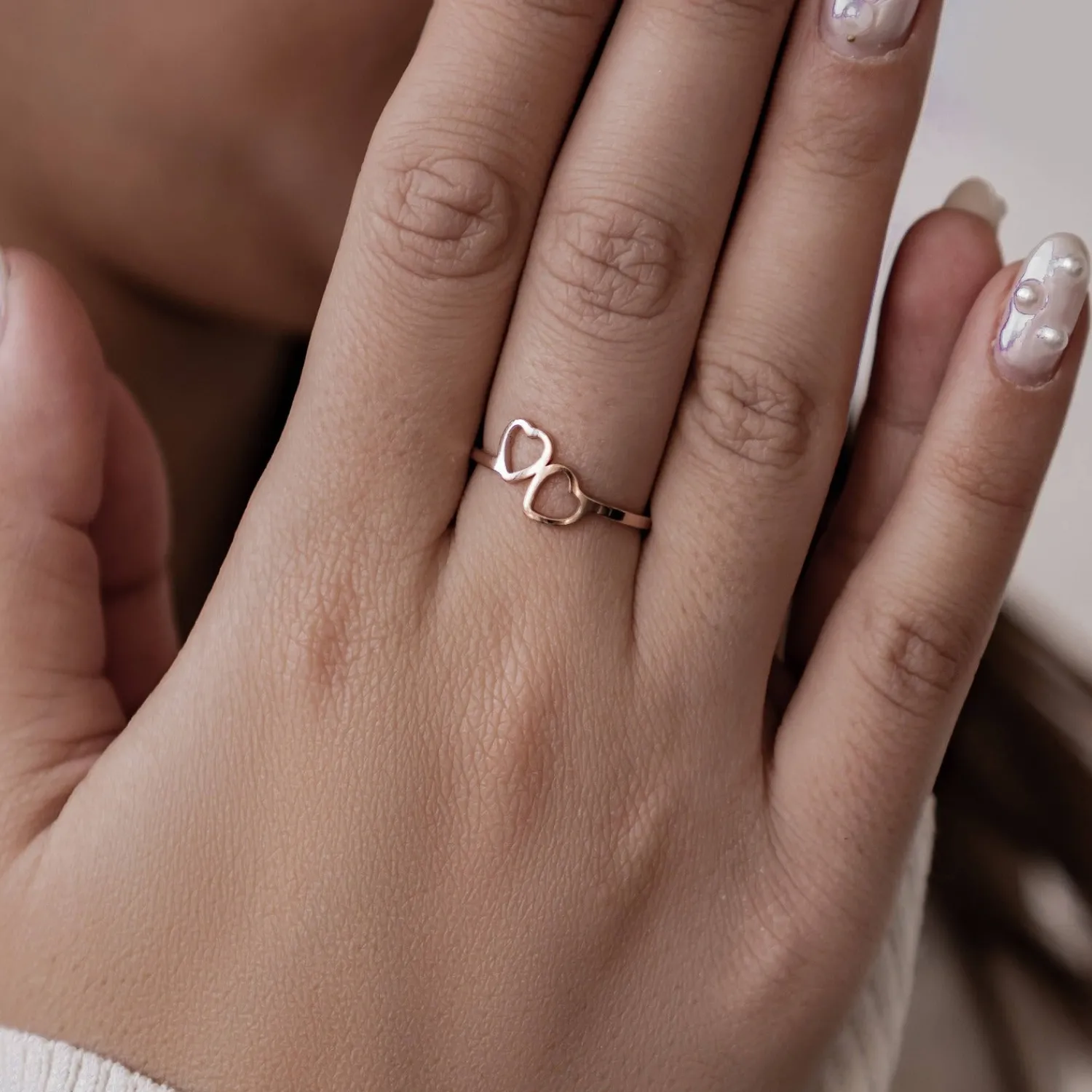 Schlichte Ringe | Hey Happiness Verbundene Herzen Ring aus Edelstahl