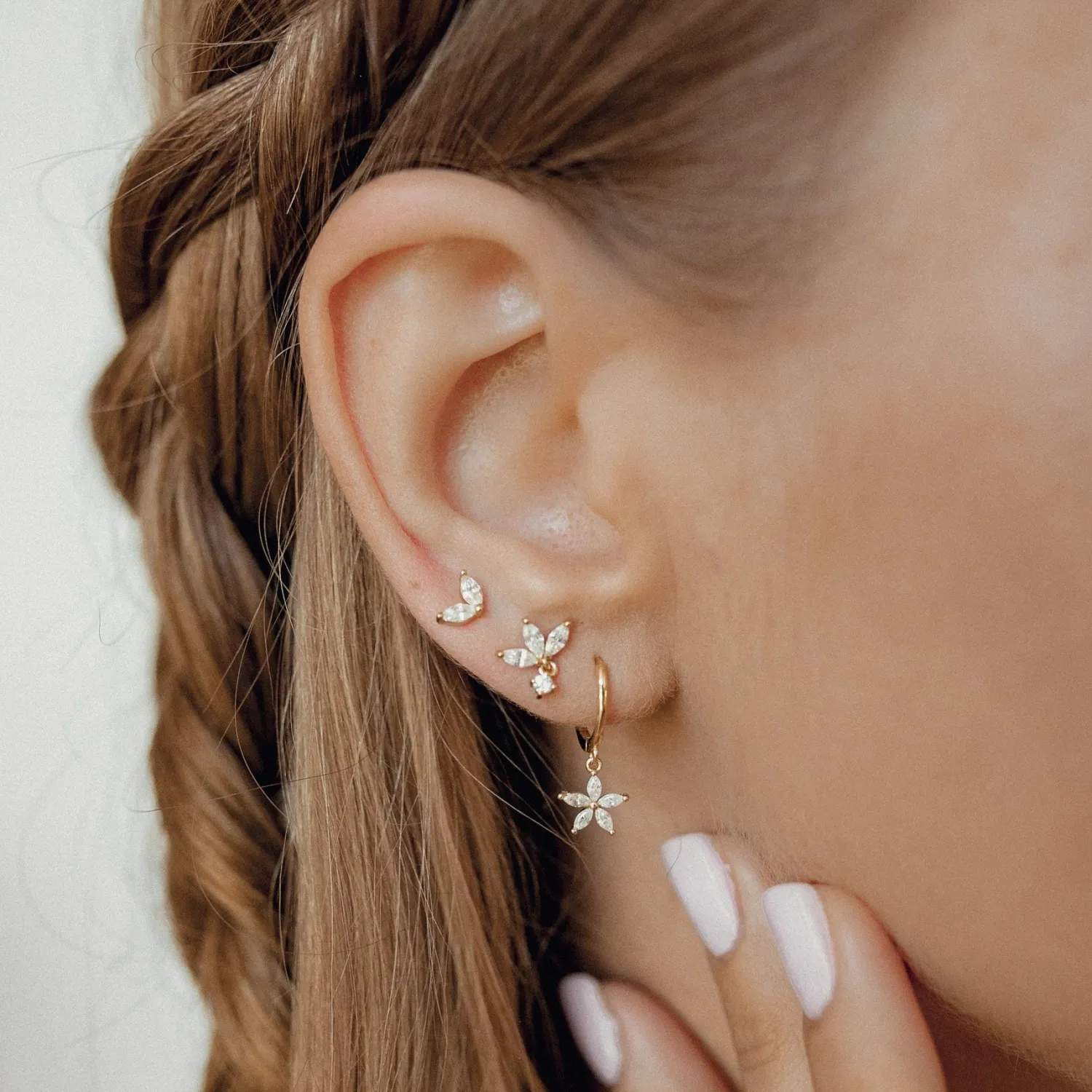 Earring Stack Sets | Hey Happiness Verete Sterlingsilber Ohrringe Blumen Set Gold
