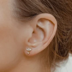 Ohrstecker | Hey Happiness Verete Sterlingsilber Ohrstecker Zirkonia Blüte Gold
