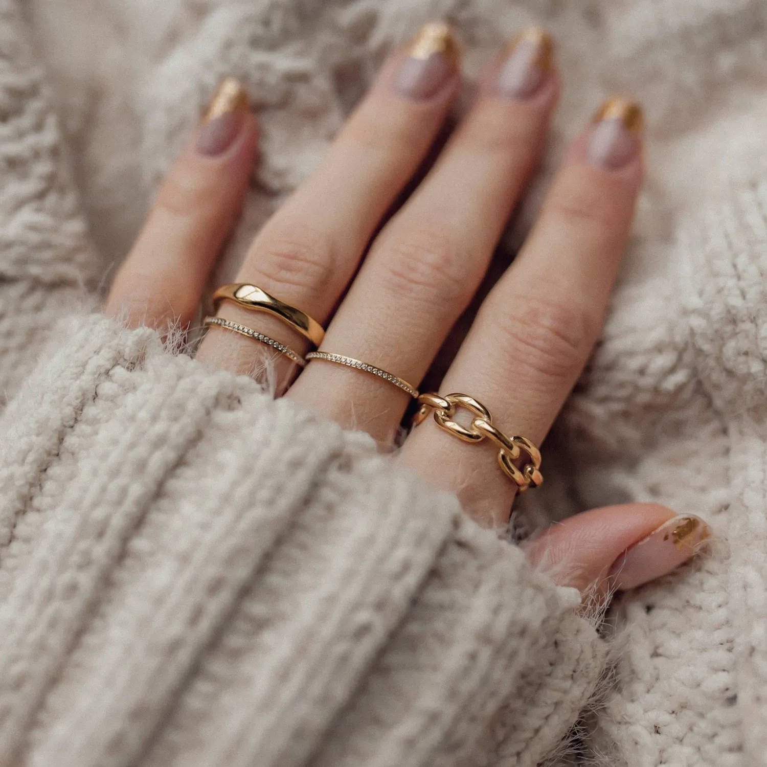 Auffällige Ringe | Hey Happiness Vereter Gliederring Oval Chain Design Gold