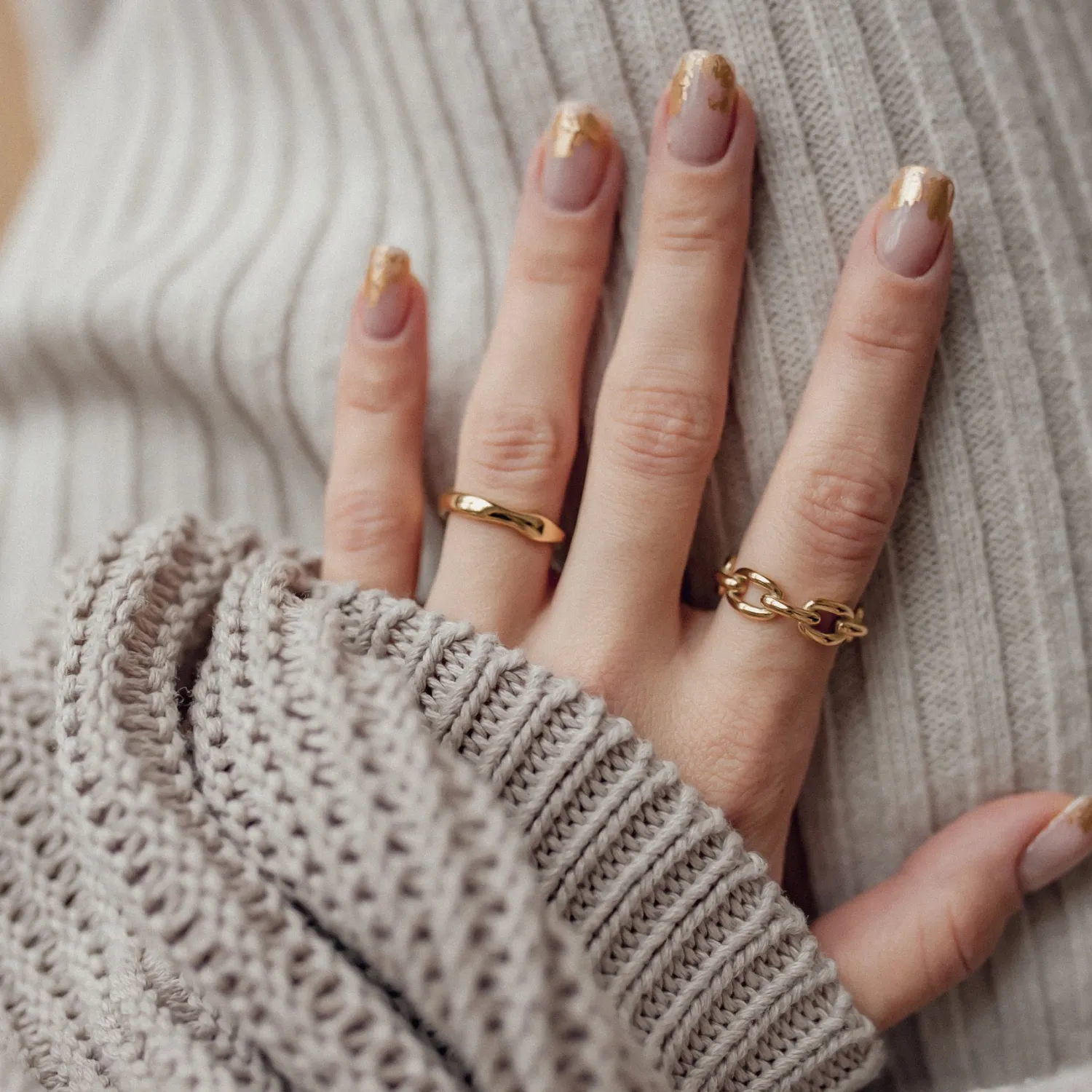 Auffällige Ringe | Hey Happiness Vereter Gliederring Oval Chain Design Gold