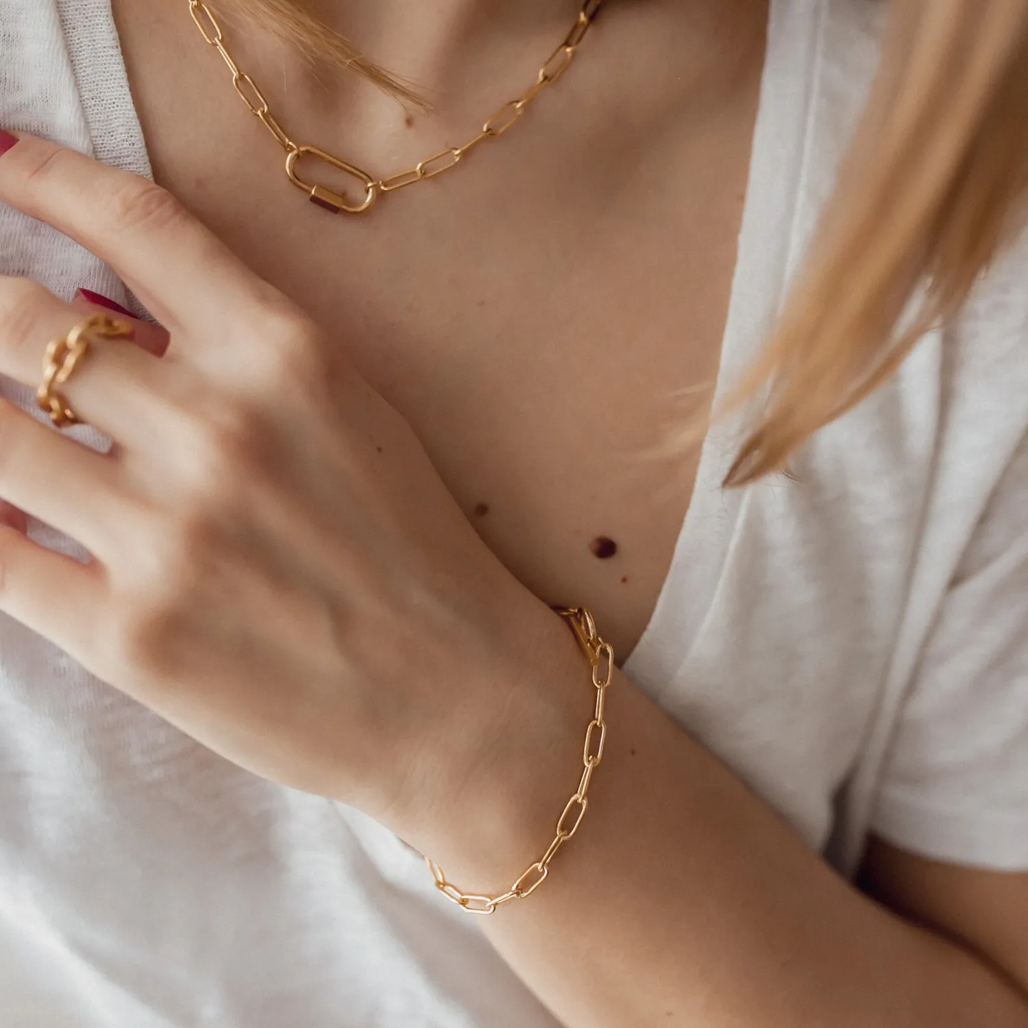 Auffällige Ringe | Hey Happiness Vereter Gliederring Oval Chain Design Gold
