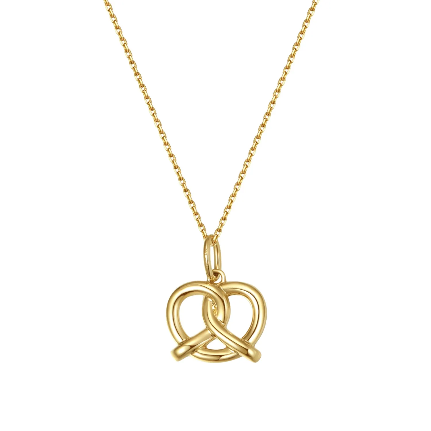 Filigrane Ketten | Hey Happiness Verspielter Brezel Anhänger aus 585 Gold
