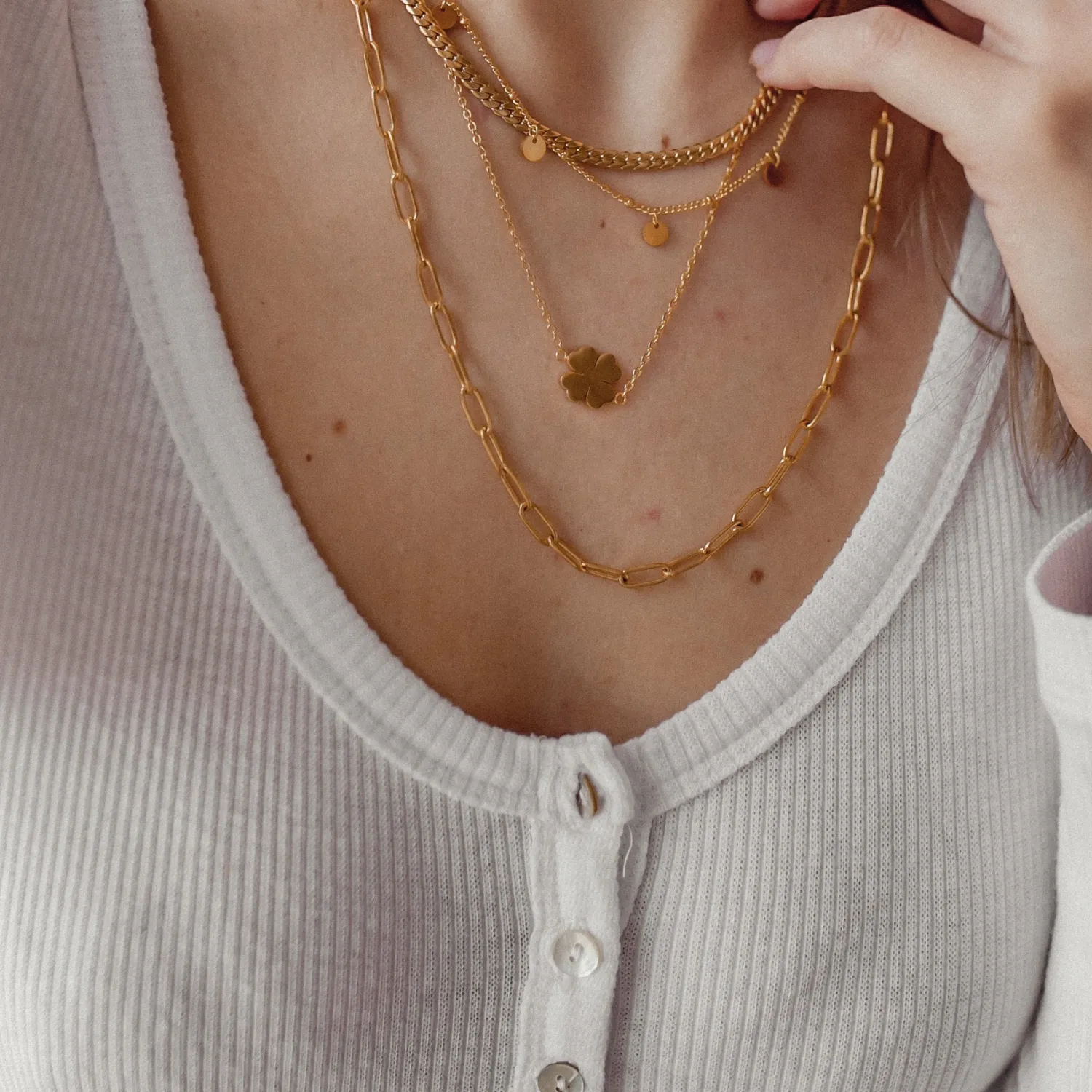 Filigrane Ketten | Hey Happiness Vierblättrige Kleeblatt Kette Gold