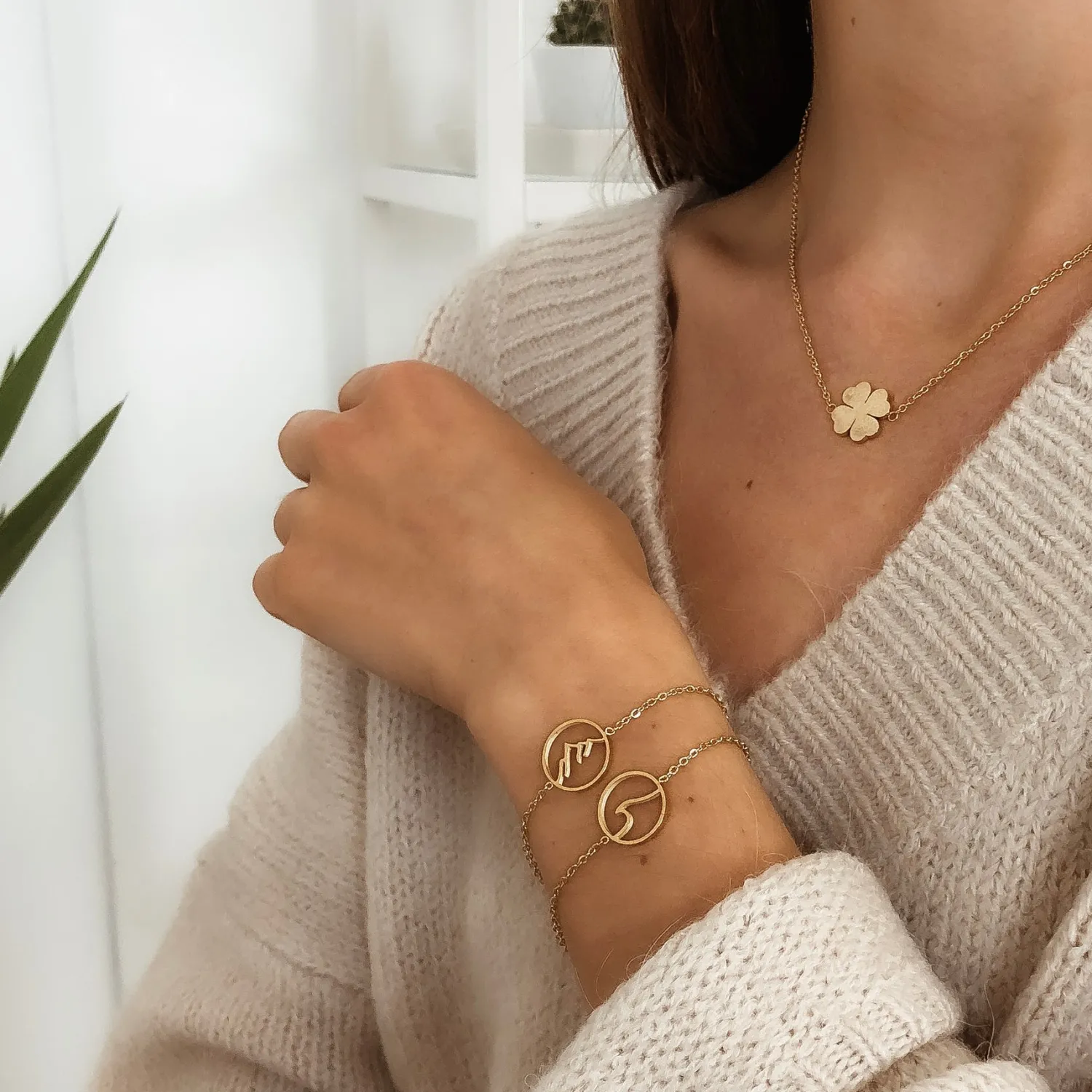 Filigrane Ketten | Hey Happiness Vierblättrige Kleeblatt Kette Gold