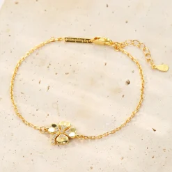 Charm Armbänder | Hey Happiness Vierblättriges-Kleeblatt-Armband aus Sterlingsilber
