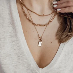 Perlenketten | Filigrane Ketten | Hey Happiness Viereck Anhänger Kette mit Knebelverschluss in Rosegold Rose Gold