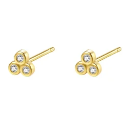 Ohrstecker | Hey Happiness Weiße Triad Ohrstecker aus Sterlingsilber in Gold