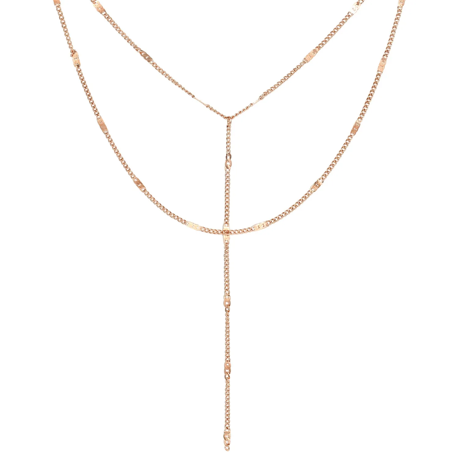 Lariat Necklaces | Filigrane Ketten | Hey Happiness Y Layered Necklace Rose Gold