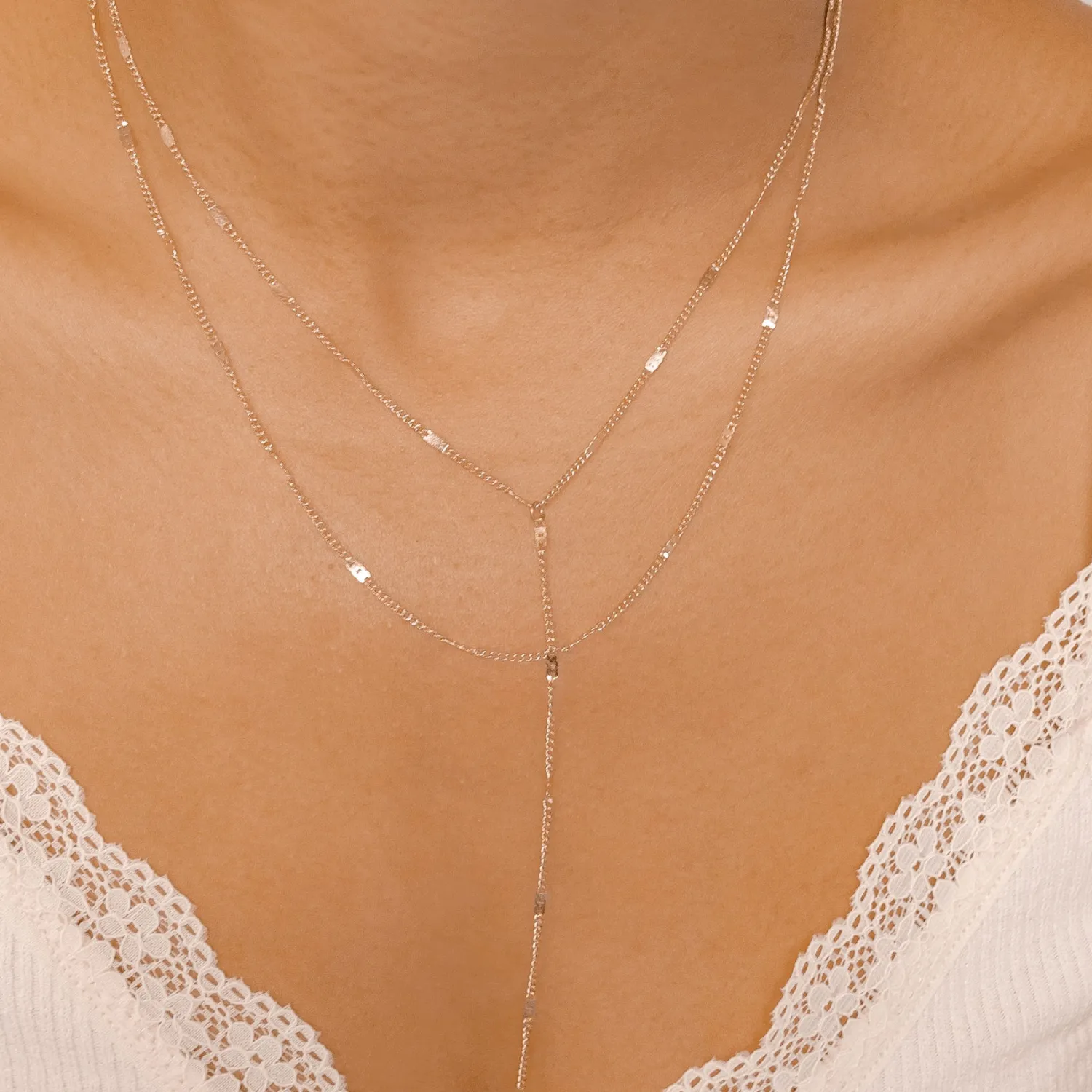 Lariat Necklaces | Filigrane Ketten | Hey Happiness Y Layered Necklace Rose Gold